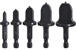 SeonFook 5pcs Swaging Tool Drill Bit Set Copper Pipe Flaring Tools with 1/4'' 3/8'' 1/2'' 5/8'' 3/4'' Bits Multifunction Tube Expander Portable Drill Bit Repairing Kit 1/4-Inch Hex Shank HVAC Tool