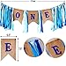 Leedemore Baby 1st Birthday Boy Decorations Crown - Baby Boy First Birthday Decorations High Chair Banner ONE Burlap Banner, No.1 Crown, Glitter Cake Topper Birthday Party Decorations Supplies