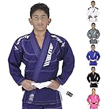Elite Sports IBJJF Ultra Light Brazilian Jiu Jitsu Gi For Kids with Preshrink Fabric and Free Belt, Navy, C1