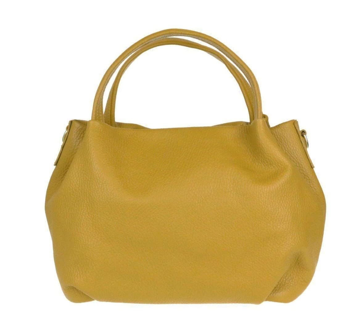 Girly Handbags Womens Bucket Genuine Leather Handbag - Mustard