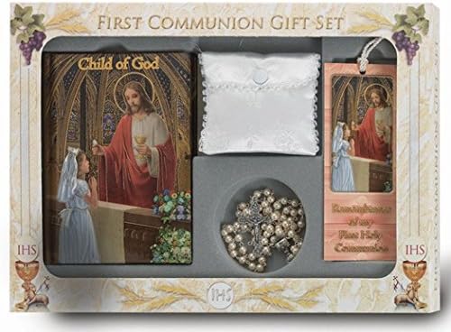 Child of God Cathedral Edition 6 Piece Deluxe First Communion Boxed Gift Set (White (Girls))