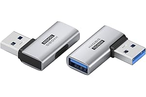 USB 3.2 Adapter 2 Pack, 90 Degree Right and Left Angle USB A Male to Female Connector OTG Adapter Cable Extender for Laptops 