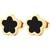 Gold "Flower" Stud Earrings for women - Hypoallergenic Dainty Jewelry Gift 18K Gold Plated Steel