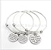 Bassion 2 Sets Silver Plated Stainless Steel Metal Inspirational Bracelets Engraved Motivational Round Charm Pendant Expandable Adjustable Bracelets Bangle Gift for Women Men