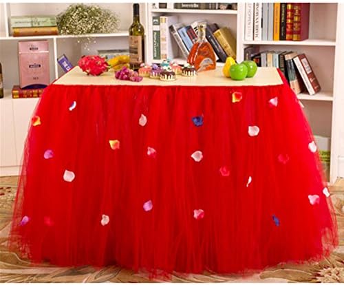 Hoxekle Tutu Tulle Table Skirt for Princess Party Table Wedding Decor Tableware Lace Tablecloth for Parties Baby Shower