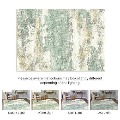 BEIMO Short Pile Living Room Rug, Abstract Modern Non-Slip Washable Rugs, Large Carpet for Living Room, Bedroom, Dining Room, Sage Green, 300X400CM