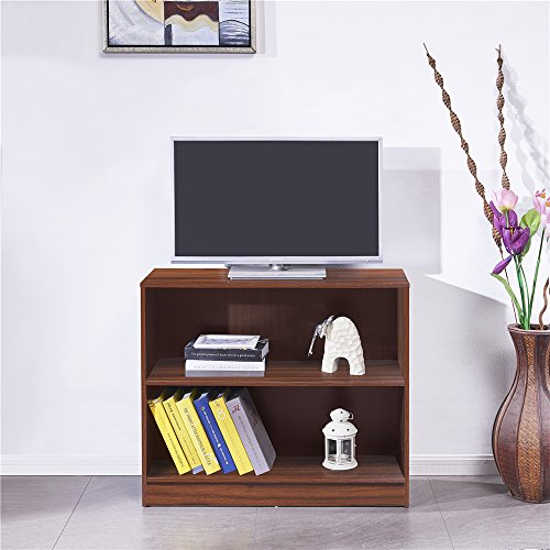 Dland Bookcase WF-SJ001WT, 2-Shelf, TV Stands Storage Cabinet, Composite Wood Board, Walnut, 1 Pack - Thumbnail 5