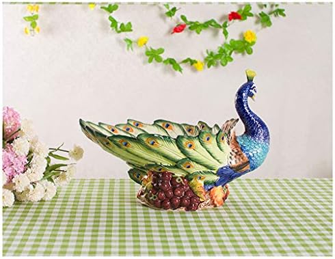ZDFSPGYP Resin-rich bamboo jewelry decoration crafts for European ceramic fruit plate, hand-carved peacock jewelry living room home decoration
