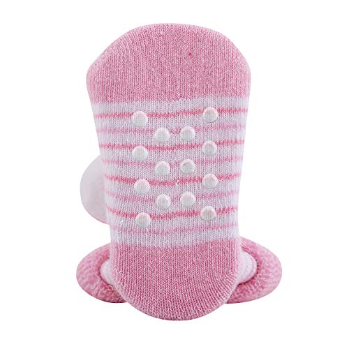 Stephan Baby Rattle Socks, Stripey Pink and White Bunnies, Fits 3-12 Months