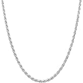 Verona Jewelers 925 Sterling Silver Diamond-Cut Rope Chain Solid Link Necklace 2MM 2.5MM 3MM- Braided Twist Necklace, Men Women,925 sterling silver necklace Made In Italy, 14-36