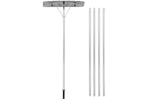 GYMAX Extendable Aluminum Snow Roof Rake, 4.8-20FT Sectional Roof Rake for Snow Removal with Built-in Wheels, Anti-Slip Handl