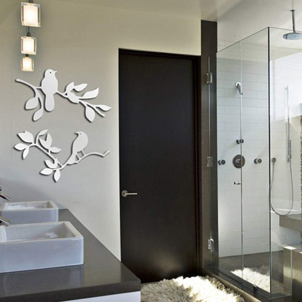 Ruiting 3d Acryl Spiegel Aufkleber Vogel Niederlassung Wandtattoo Wandsticker Wandaufkleber Wanddeko Fur Home Badezimmer Arbeitszimmer Wohnzimmer Aufkleber Selbstklebend Silber Spiegel Vogel 1 Set Amazon De Kuche Haushalt