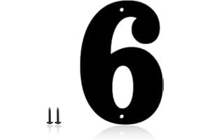 MONLYEY 5 Inch Metal Modern House Numbers, House Address Letters and Numbers for Outside Signs - Metal Letters Door Numbers Signage Street Address Plaque for Garden Door Mailbox Decor (Number 6)