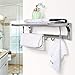 REIDEA 23 Inch Towel Racks for Bathroom, Foldable Wall Mounted Towel Storage Shelf with Hook, Brushed Nickel SUS 304 Stainless Steel Adjustable Towel Holder with Towel Bar, Silver