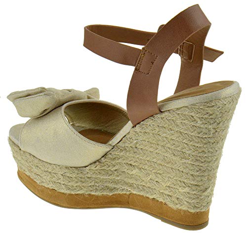 BAMBOO Choice 58 Womens Slingback Buckle Espadrille Wedge Platform Dress Sandals Gold 9 - Thumbnail 2