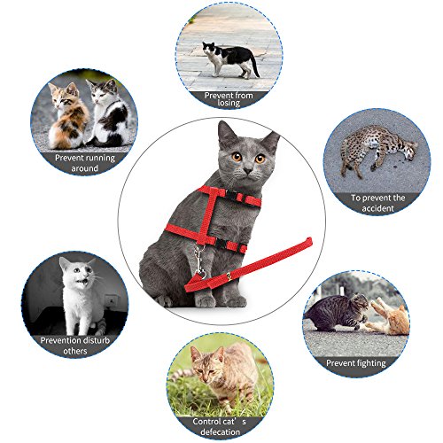 image for ONSON Cat Harness, Adjustable Harness Nylon Strap Collar with Leash, C