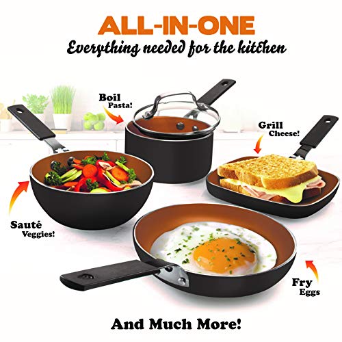 Gotham-Steel-Mini-Stackmaster-5-Piece-Cookware-Set--Nonstick-Personal-Sized-Fry-Pan-Sauce-Pan-Wok-and-GrillGriddle-Pan-Nests-for-Easy-Storage-Dishwasher-Safe