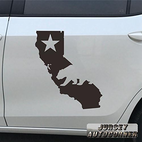 Jursey Auto Map of California Cali Flag Star Bear Car Vinyl Decal Sticker Cali State Die cut no background (6'' (15.2cm), black)
