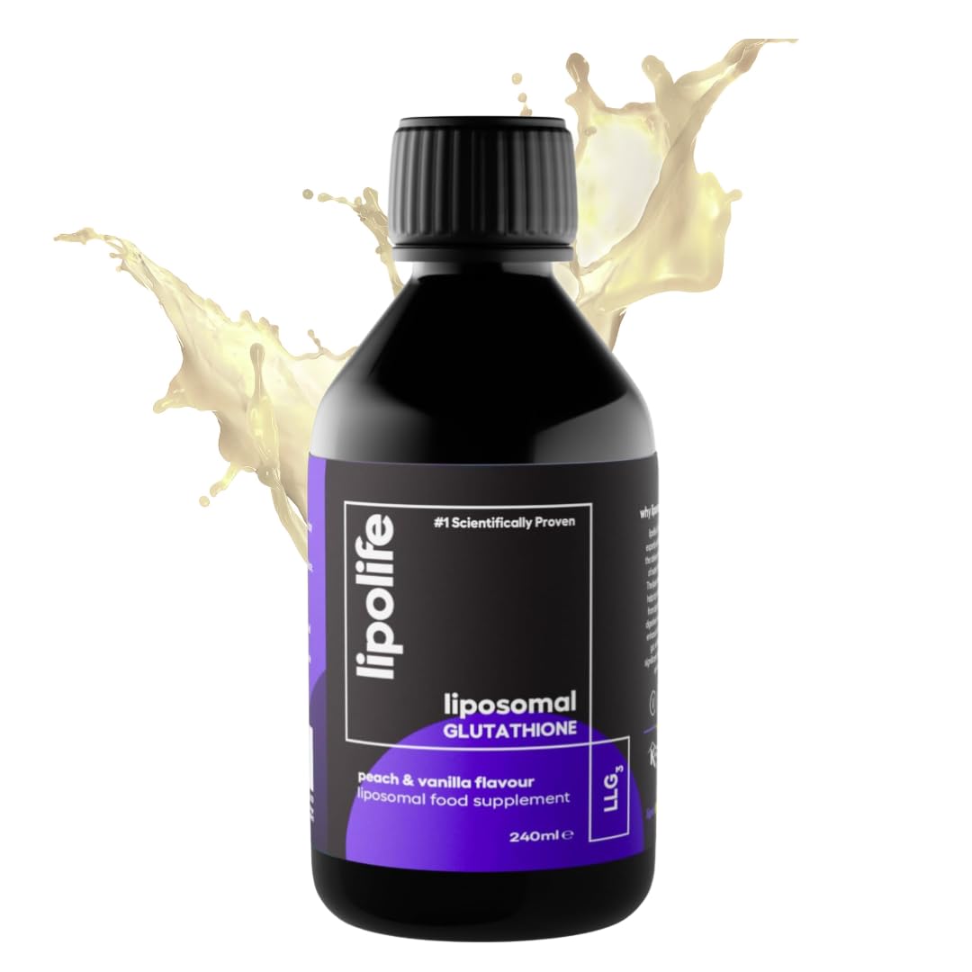 lipolife Liposomal Glutathione | Setria Glutathione | Highly Absorbable | Liquid Liposomal Glutathione | Made in UK | Vegan | 48 Servings | Peach & Vanilla Flavour | LLG3 | Glutathione Supplement