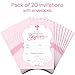 30 Baptism Invitations Girl with Envelopes (30 Pack) - Religious Christening Celebration Invites - Fill In Style