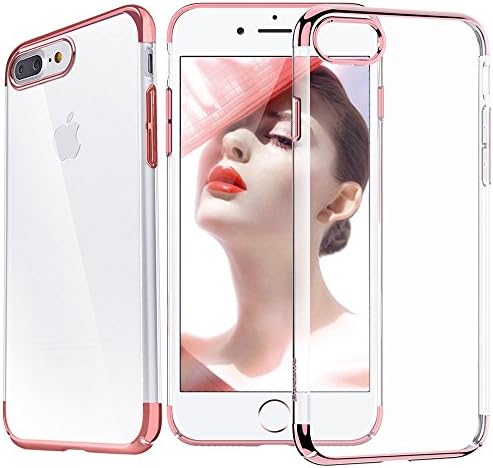 iPhone 7 Plus / 8 Plus Clear Back TPU Case with Colorful Edge Shock-Absorption Bumper Anti-Scratch Cover for Apple iPhone 7 Plus / iPhone 8 Plus (Rose Gold)