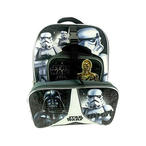 Disney Boys' R2d2 & C3po Backpack Detachable Lunch, black/Grey