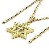Mens 14k Gold Tone Star of David Cross Pendant 3mm 30
