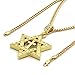 Mens 14k Gold Tone Star of David Cross Pendant 3mm 30