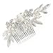 Mariell Couture Bridal Hair Comb with Hand Painted Leaves, Pave Crystal & Pearls