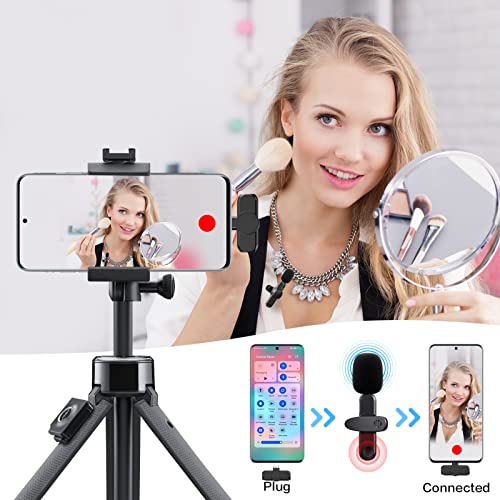 Wireless Lavalier Lapel Microphones for Android - Omnidirectional Condenser Wireless Recording Mic with USB C Microphone for Video Recording Vlog YouTube Tiktok Podcast Interview