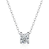 LibreLumos Moissanite Necklace for Women, Solitaire Lab Created Diamond Pendant, 925 Sterling Silver Necklace, GRA Certified, Gifts for Women Wife Mom Jewelry, 16+2 inch