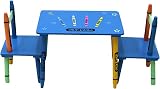 Oypla Wooden Crayon Table & Chairs Set for Kids - Indoor/Outdoor Use view 7