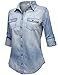 ZENNESSA Women's White Washed Denim Shirts with Roll up Sleeve