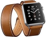 DRUnKQUEEn Apple Watch Band, Genuine Leather 38mm Strap iWatch Band by with Classic Metal Buckle for 38mm Apple Watch & Sport & Edition