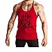 New Fi Gym Men Muscle Sleeveless Shirt Tank Top Cotton Workout Fitness Vest (Red, M)