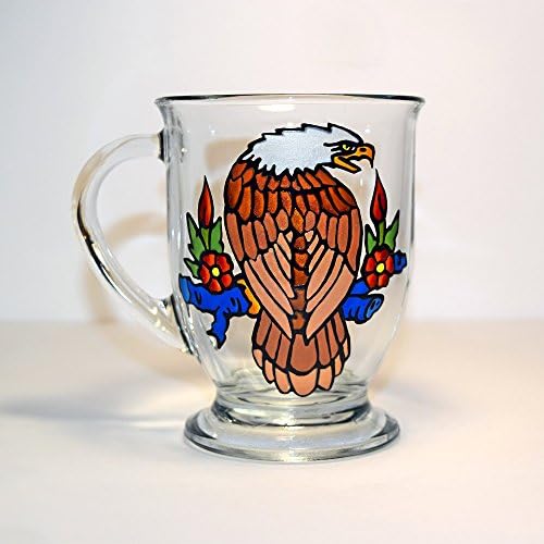 Hand Painted Glass Eagle Coffee Mug