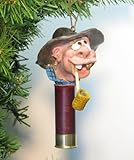 Comical Country Hillbilly Redneck with Corncob Pipe Genuine Shotgun Shell Ornament