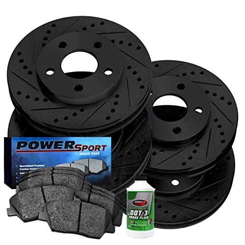 Power Sport Front and Rear Brakes and Rotors| Front and Rear Ceramic Brake Pads and Rotors Kit| Fits 2006-2010 Lexus IS250