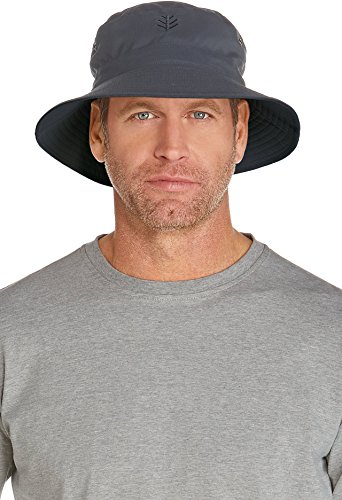 Coolibar UPF 50+ Men's Reversible Bucket Hat - Sun Protective,Small/Medium,Carbon/Black