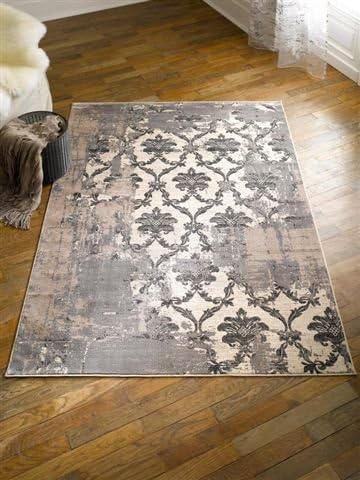 Home and Specials Viscose Designer Rug Flower, silver grey, 200 x 290 cm