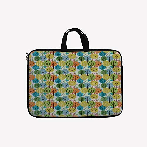 3D Printed Double Zipper Laptop Bag,Kids Playroom Girls Boys Childish Branches Plants,12 inch Canvas Waterproof Laptop Shoulder Bag Compatible with11.11.6" 12” inch Laptop.