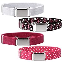 Ava & Kings 4pc Toddlers Mixed Design Adjustable Buckle Clasp Elastic Easy Belts - Shiny Pink/White