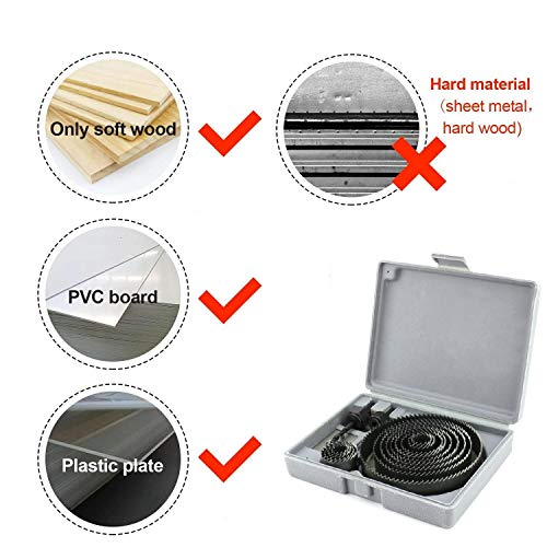Hole Saw Kit, LEBERNA 16 Pieces 3/4"-5'' Set in Case with Mandrels, Super Sharp Saw blade, Install Plate and Hex Key for Sawing Holes in Normal Wood, Plywood, Drywall, PVC Board Plastic Plate NO METAL