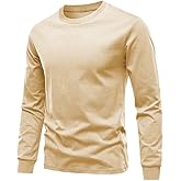 Huata Men's T-Shirt Long Sleeve Crewneck Cotton Tees