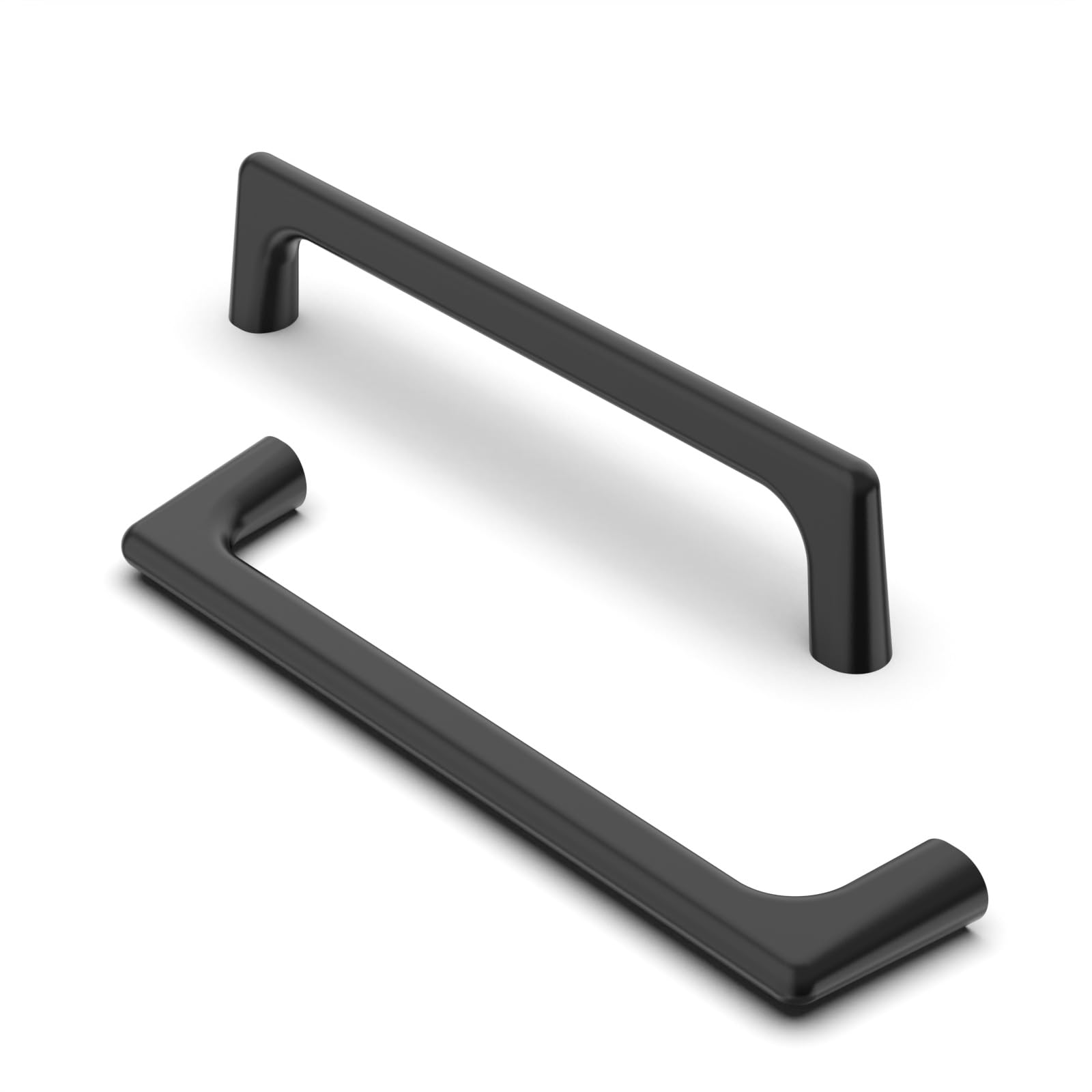 Furniware Matt Black Cabinet Pulls - Pack of 10, 128mm (5 Inch) Hole Center, Kitchen Hardware