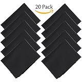 Hibery Microfiber Cleaning Cloth - Camera Lens Cleaning Cloth Micro Cloths for Glasses, Cell Phone, Tablet, Screens, 20 Pack, Black