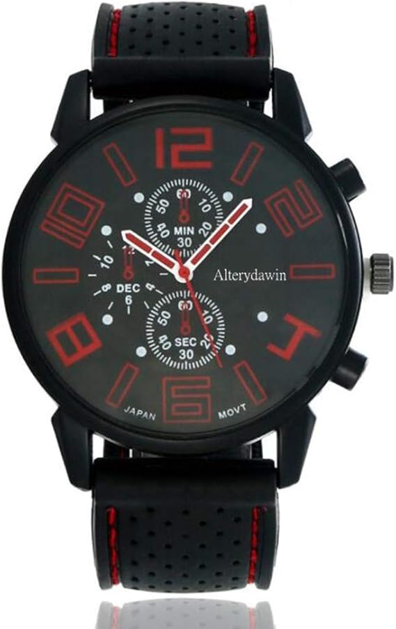 Men's Fashion Quartz Analog Watches, Silicone Rubber Band Stainless Steel Wrist