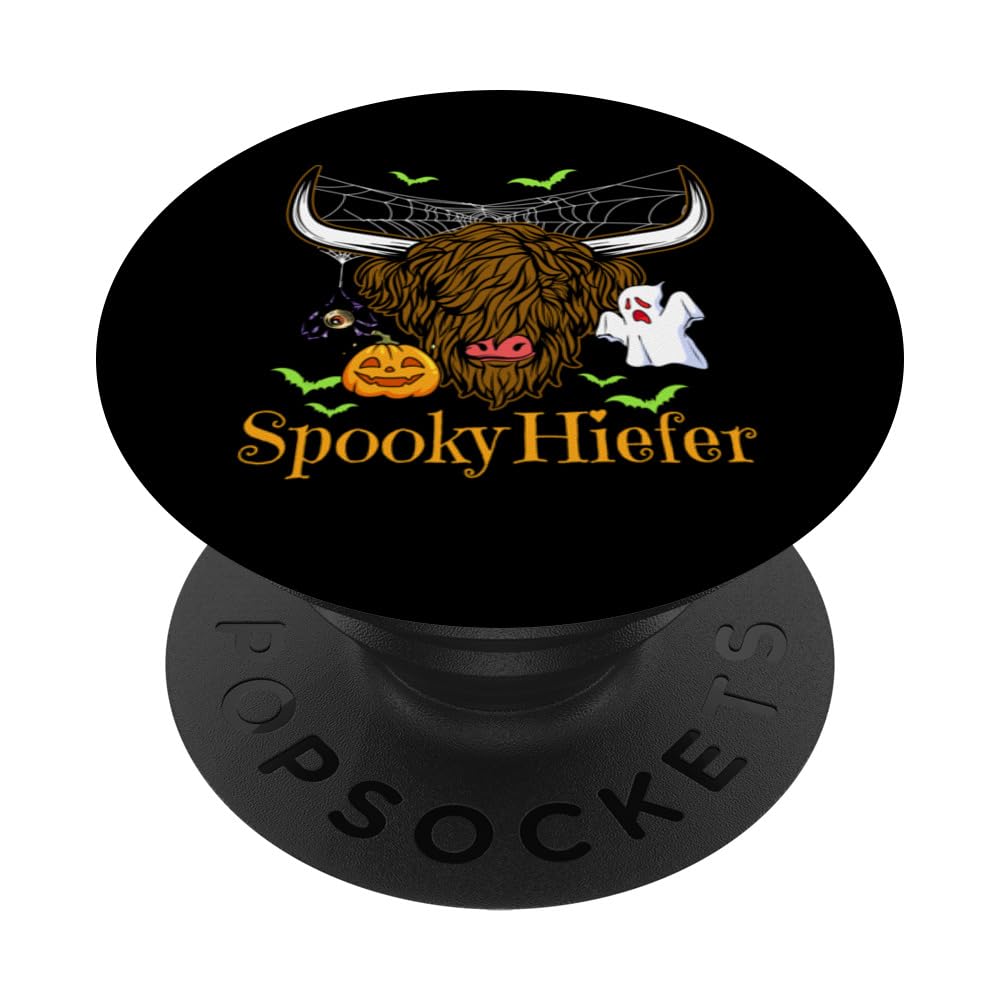 Leopard Halloween Cow Pumpkin Costume Spooky Heifer PopSockets Swappable PopGrip