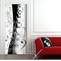 MAIYOUWENG 3D Door Sticker Door Wrap Wall Sticker Mural Wallpaper autohesion PVC Removable Waterproof Door Decal Home Decor- Musical Symbol Art Pattern