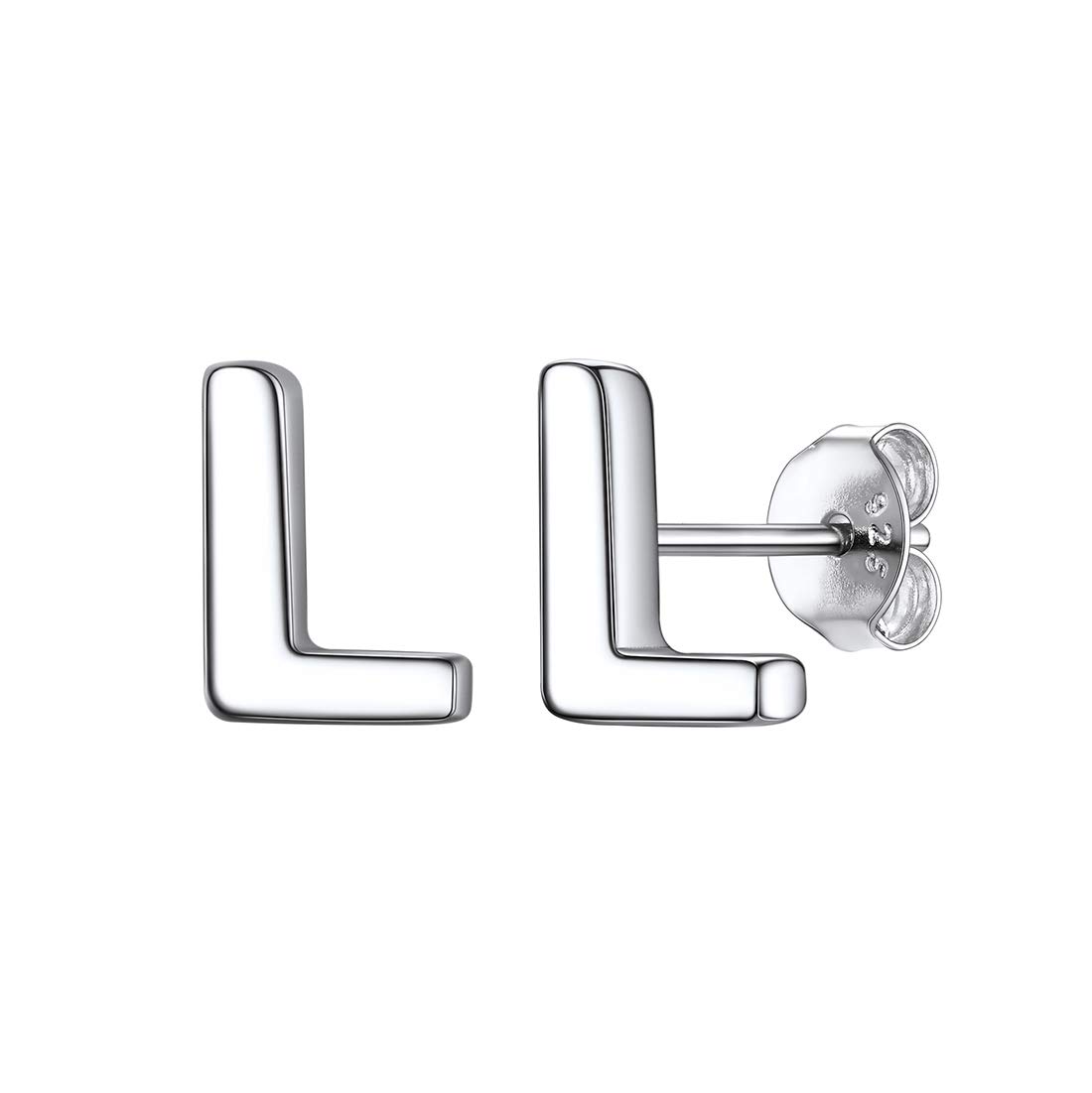 ChicSilver Silver Initial L Stud Earrings for Women 925 Sterling Silver Tiny Studs Monogram Name Jewelry